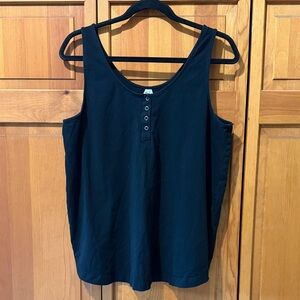 Pact Scoop Neck Button Tank Top Black